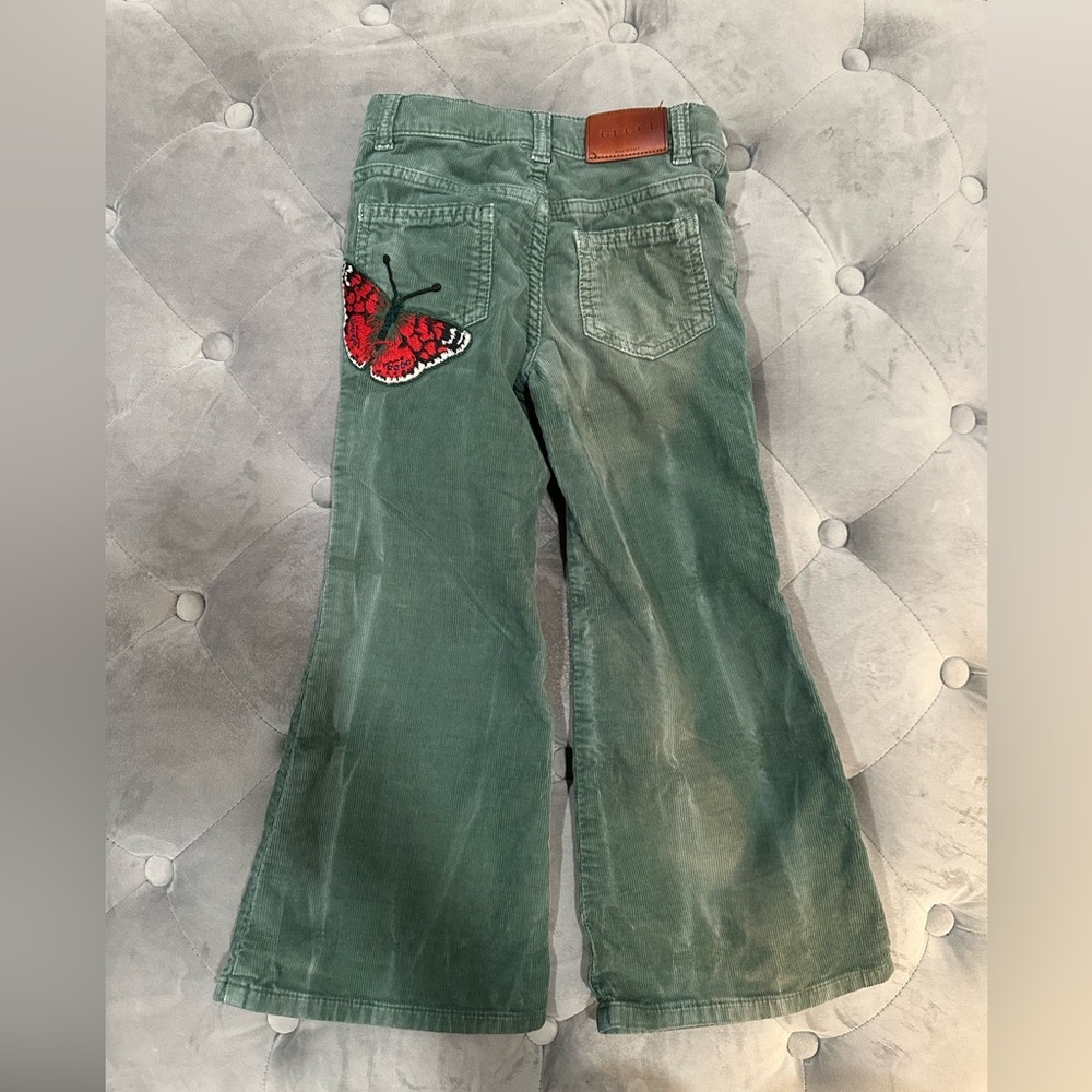 Gucci Teal Corduroy Pants with Leather Patch